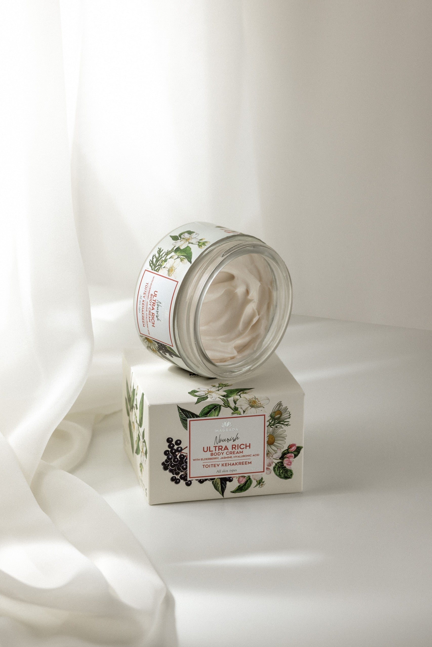 Nourishing Body Cream With Elderberry, Jasmine And Hyaluronic Acid, 200 ml